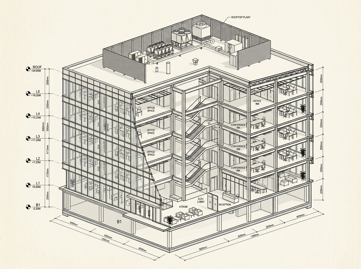 Autodesk Revit 3D BIM Axonometric Model