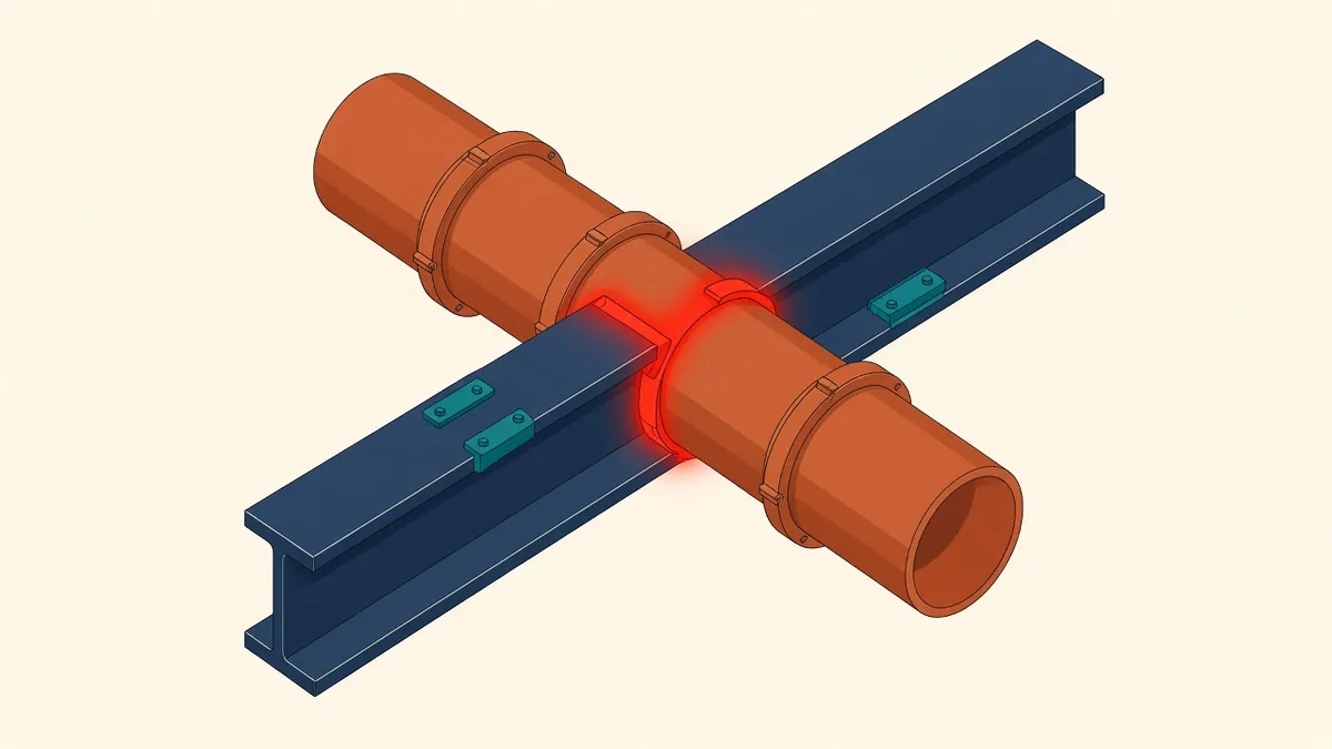 Navisworks Clash Detective results with highlighted clashes between ductwork and beams