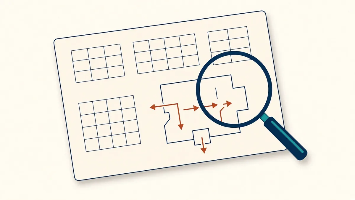 A code analysis sheet with tables for occupancy, construction type, areas and egress beside a building outline