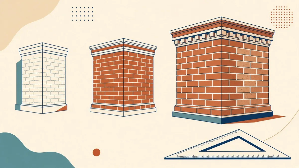Three versions of the same wall drawn at increasing scales with an architect's scale ruler beside them