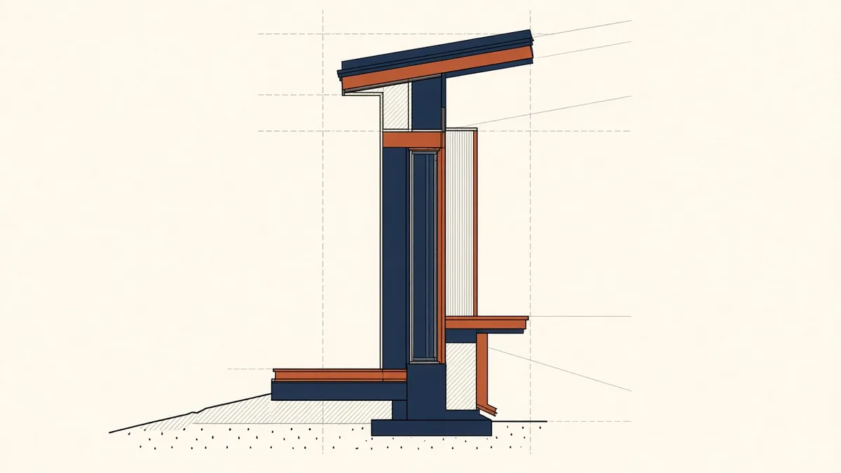 A Revit wall section showing graded line weights from heavy cut lines to light projection lines